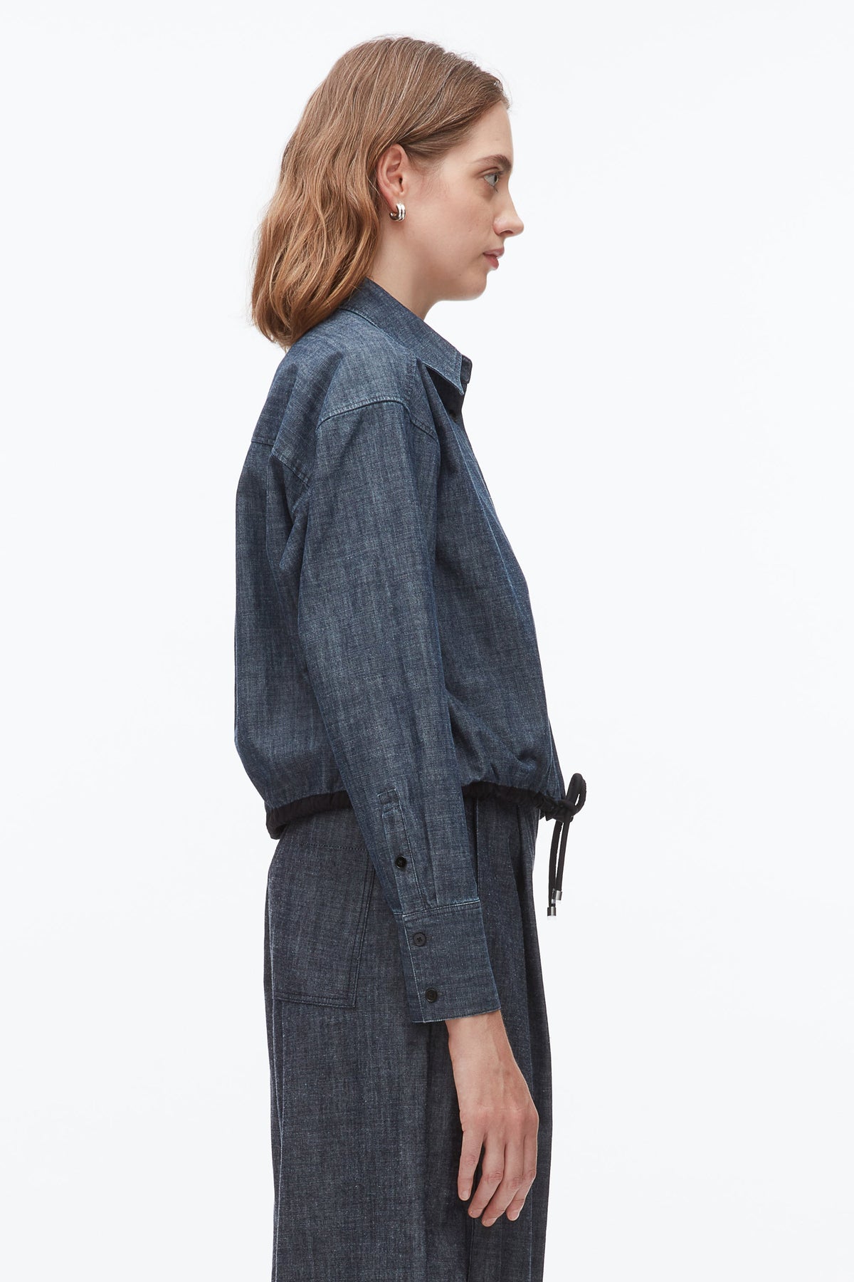 Cropped Chambray Shirt Washed Indigo