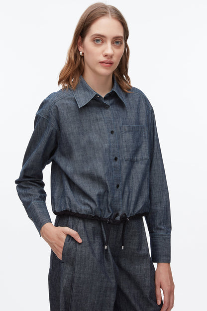 Cropped Chambray Shirt Washed Indigo
