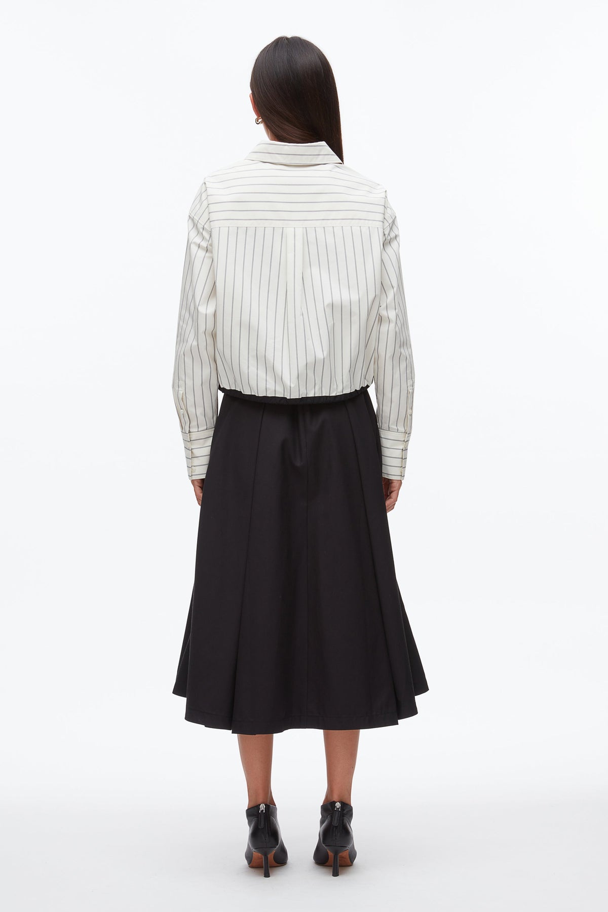 Drawcord Hem Stripe Shirt Cream Multi