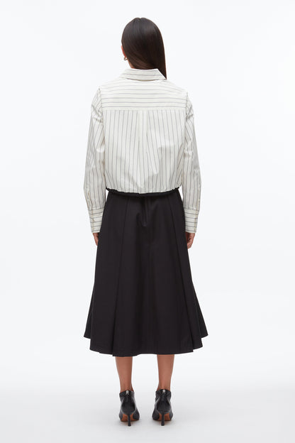 Drawcord Hem Stripe Shirt Cream Multi