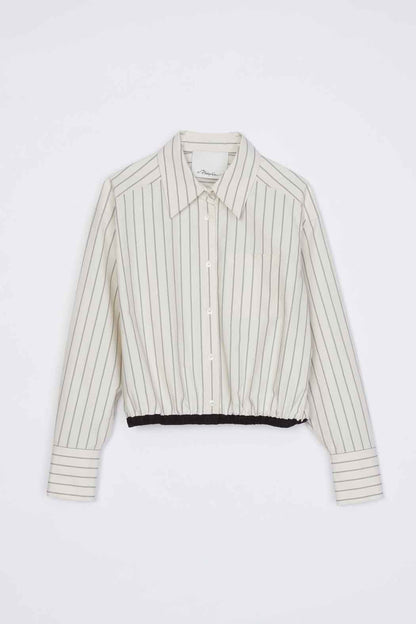 Drawcord Hem Stripe Shirt Cream Multi