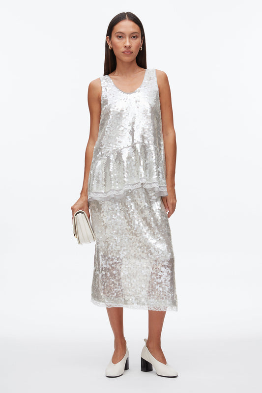 Sequin Tank with Bows Fog