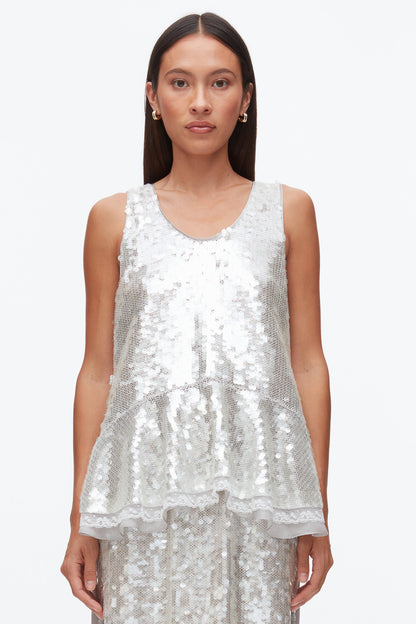 Sequin Tank with Bows Fog