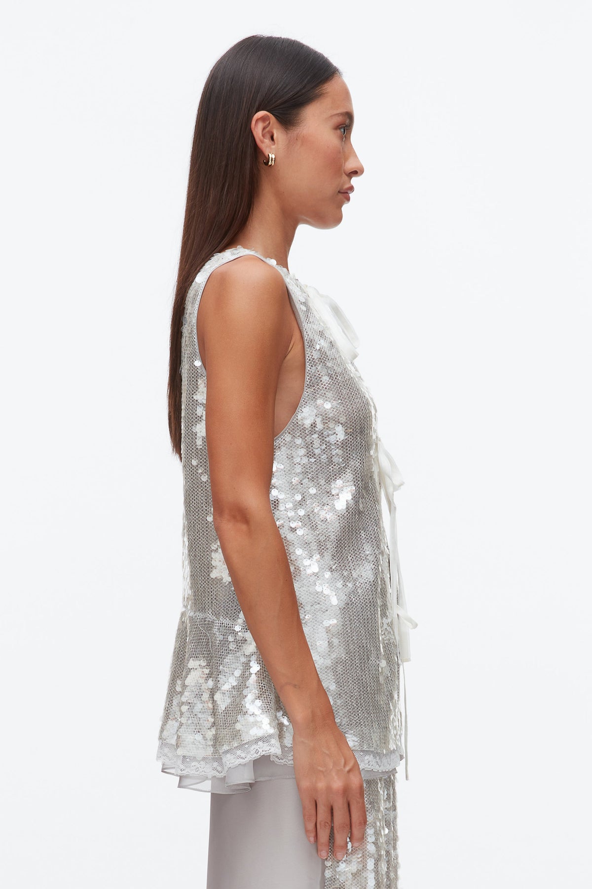 Sequin Tank with Bows Fog