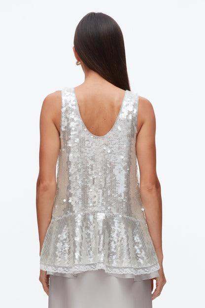 Sequin Tank with Bows Fog