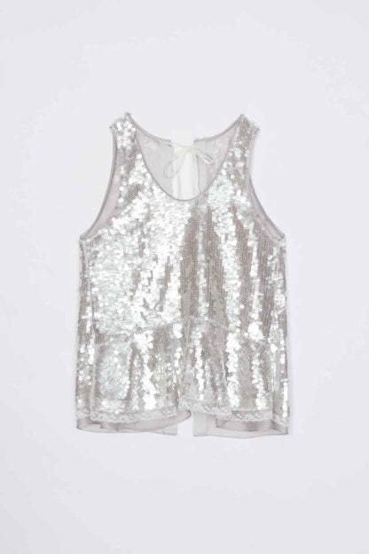 Sequin Tank with Bows Fog