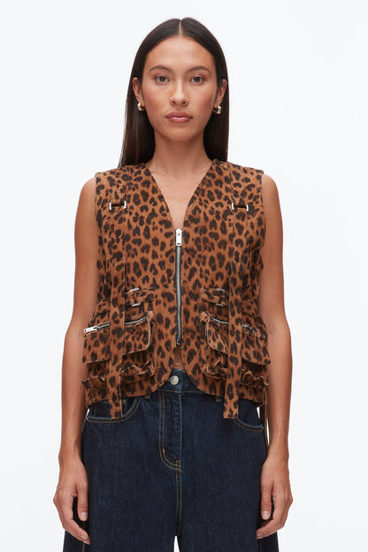 Leopard Print Field Vest Leopard