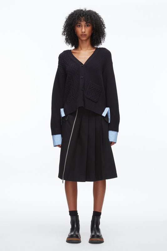 Cable Mix Boyfriend Cardigan Midnight