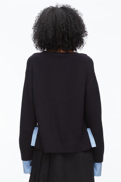 Cable Mix Boyfriend Cardigan Midnight