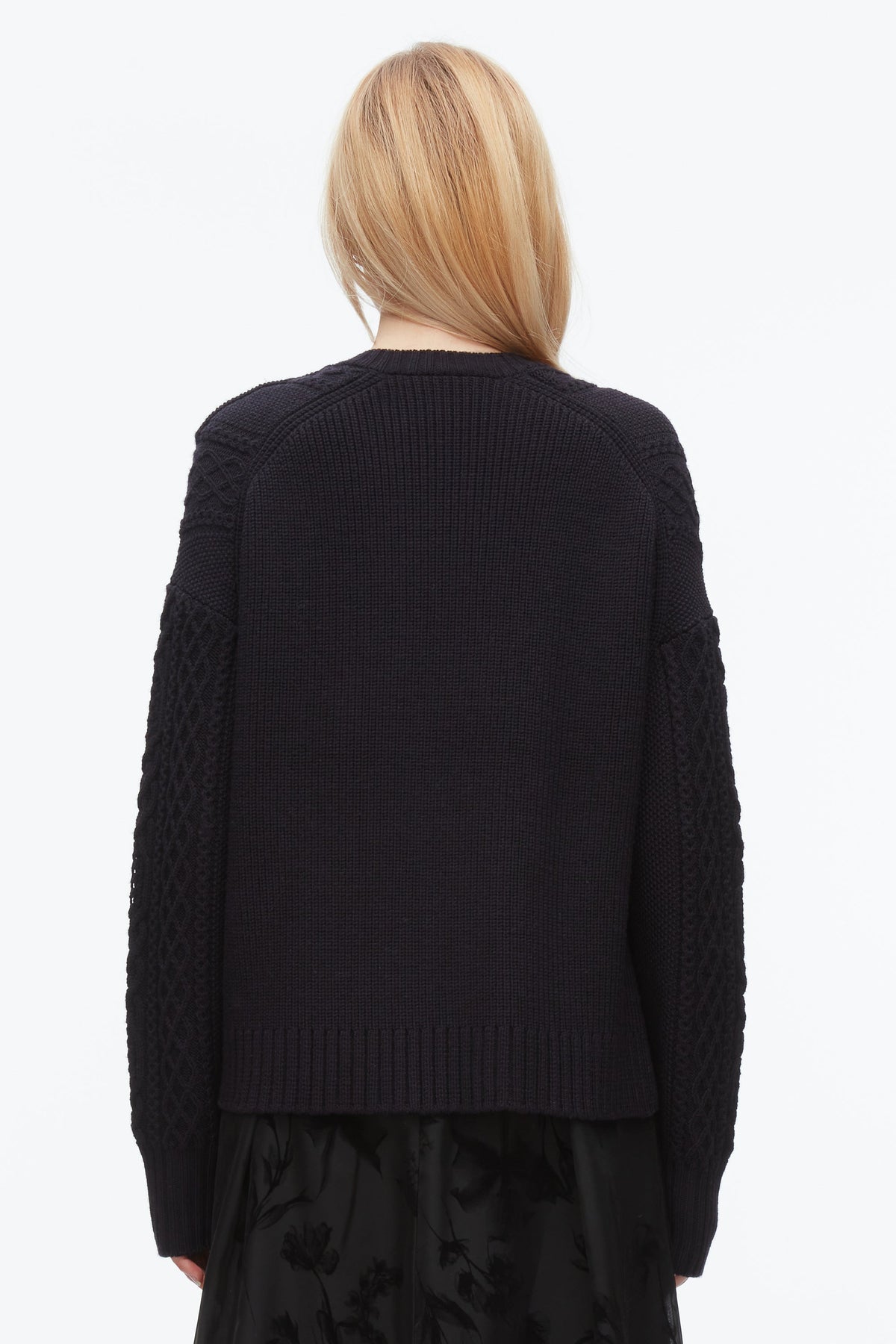Cable Mix Double Layer Crewneck Midnight