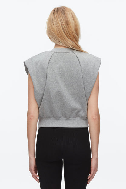 Draped Bow French Terry Top Grey Melange
