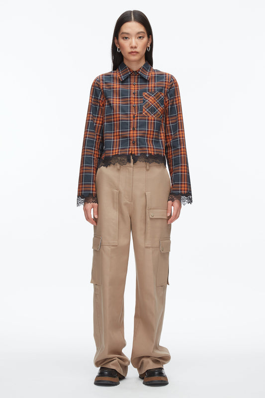 Plaid Mix Cropped Shirt Dusk Multi