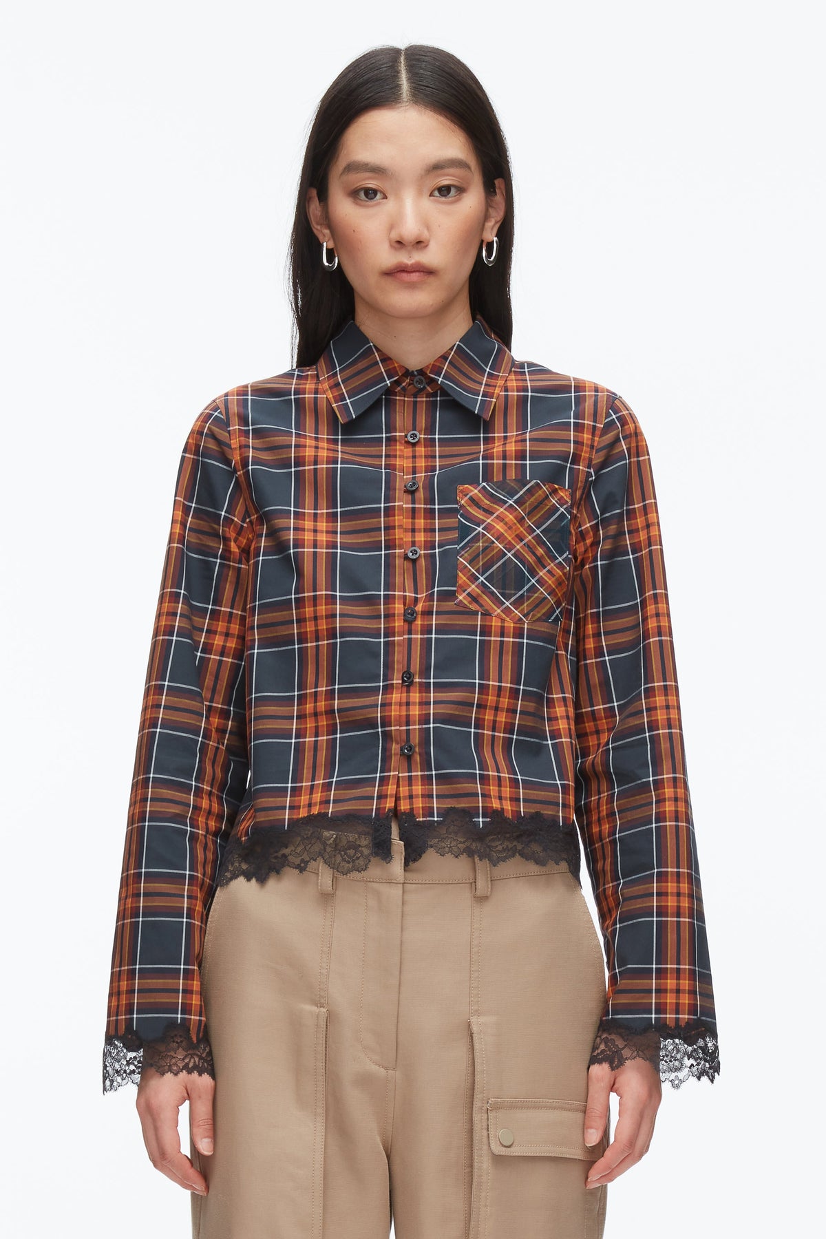 Plaid Mix Cropped Shirt Dusk Multi