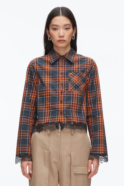 Plaid Mix Cropped Shirt Dusk Multi