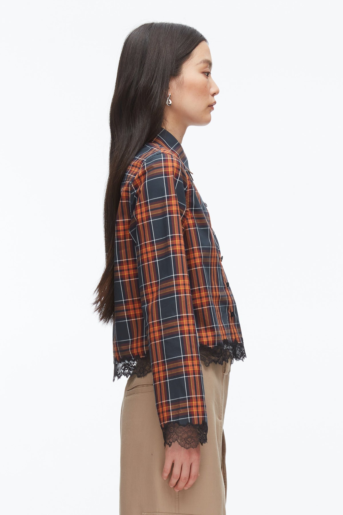 Plaid Mix Cropped Shirt Dusk Multi