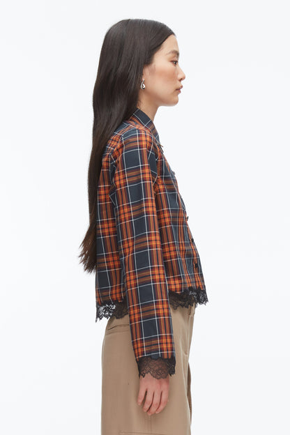 Plaid Mix Cropped Shirt Dusk Multi