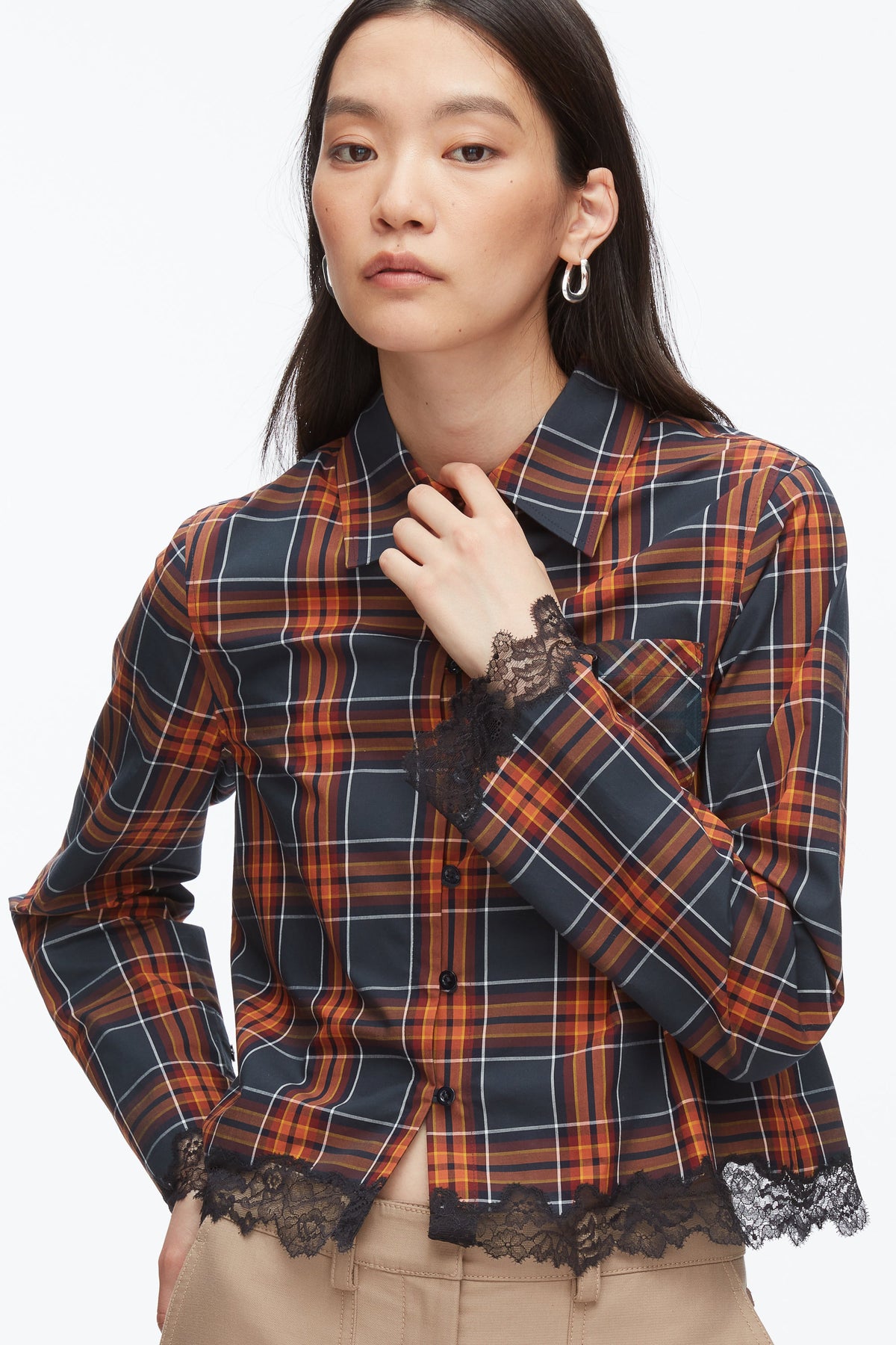 Plaid Mix Cropped Shirt Dusk Multi