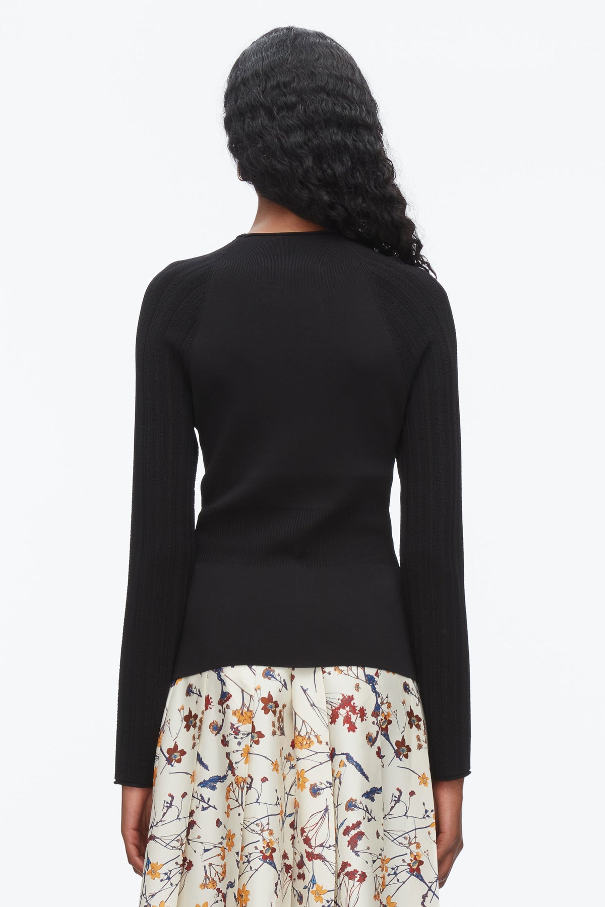 Compact Rib Mockneck Top Black
