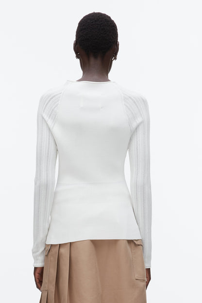 Compact Rib Mockneck Top Ivory