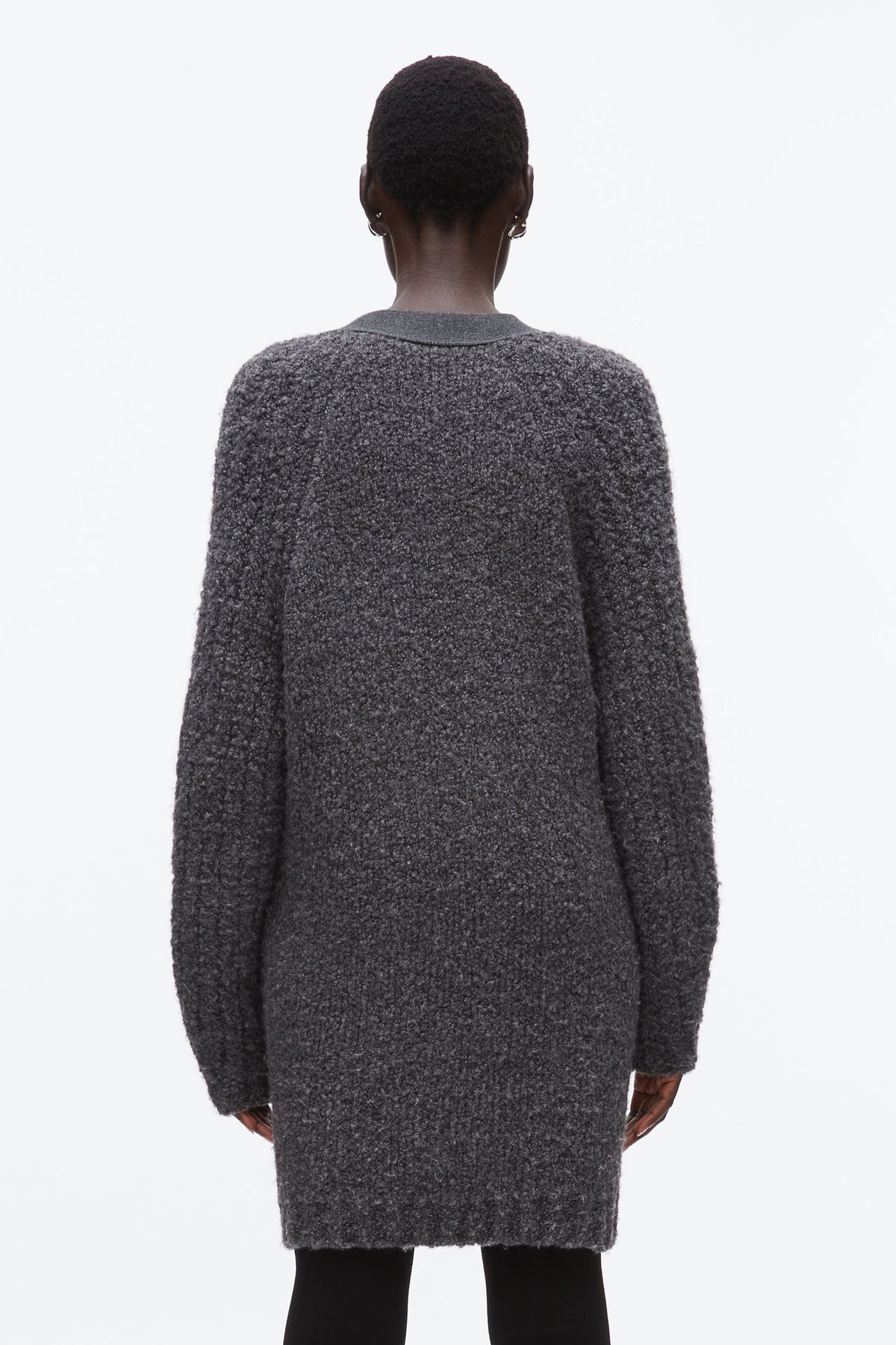 Boucle Cardigan Coat Charcoal Melange