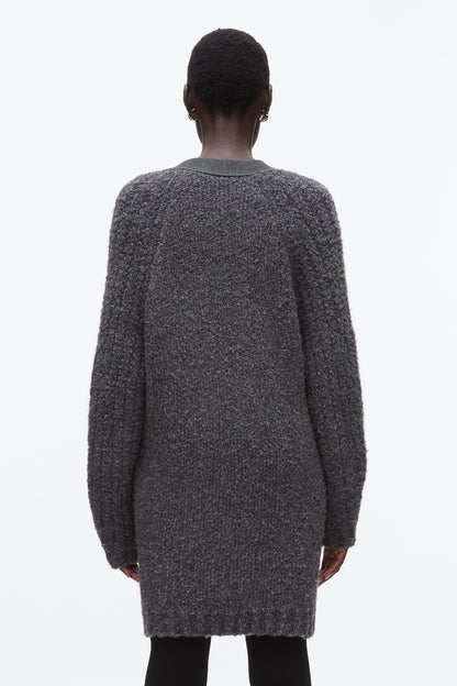 Boucle Cardigan Coat Charcoal Melange
