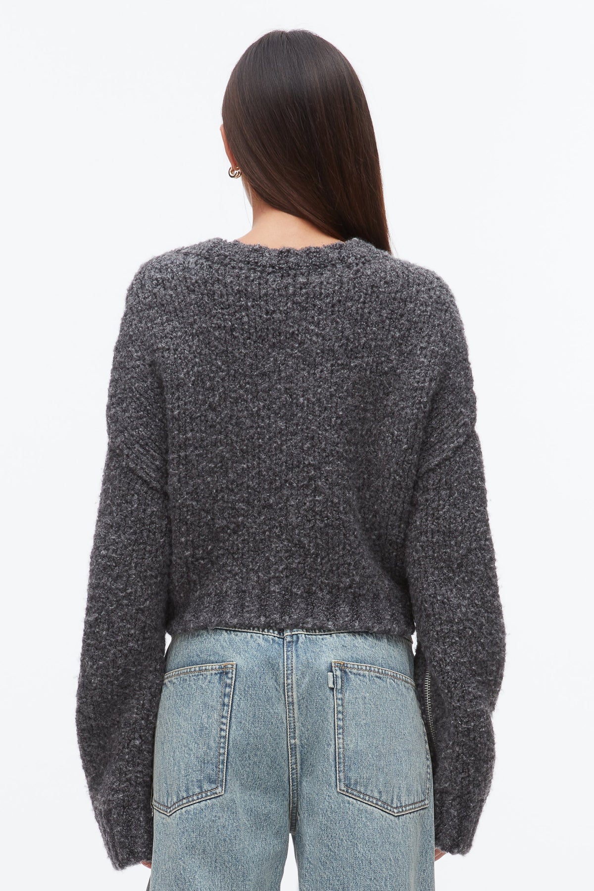 Boucle Zipper Crewneck Charcoal Melange