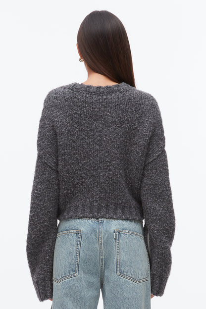 Boucle Zipper Crewneck Charcoal Melange