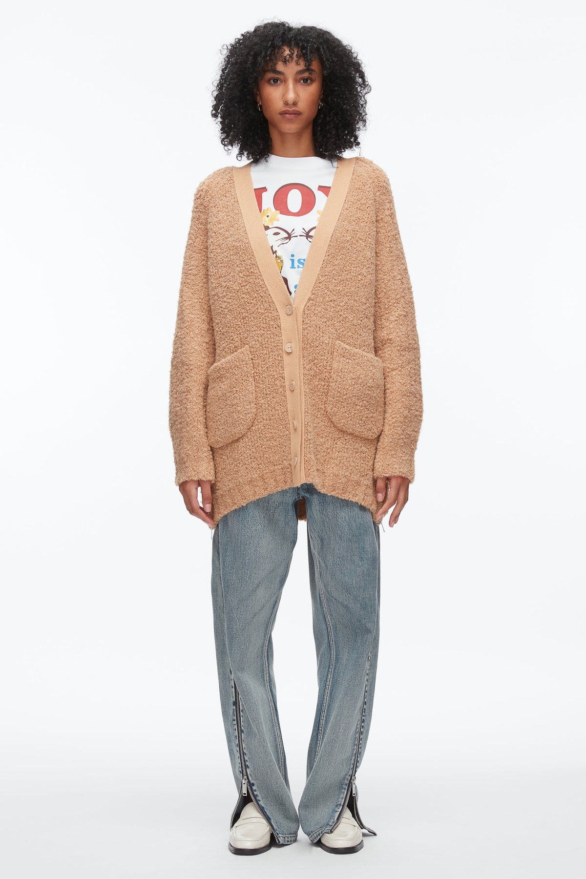 Boucle Cardigan Coat Fawn