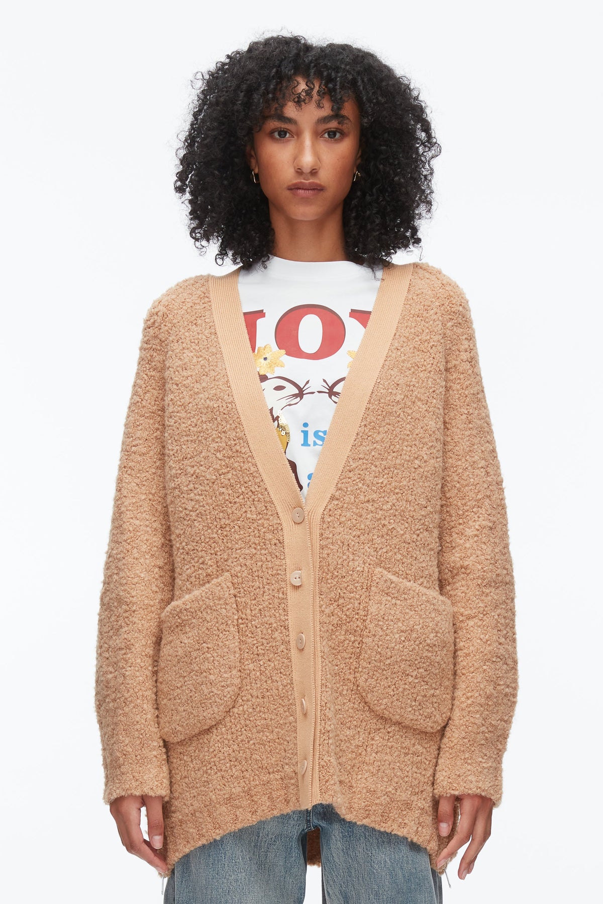 Boucle Cardigan Coat Fawn