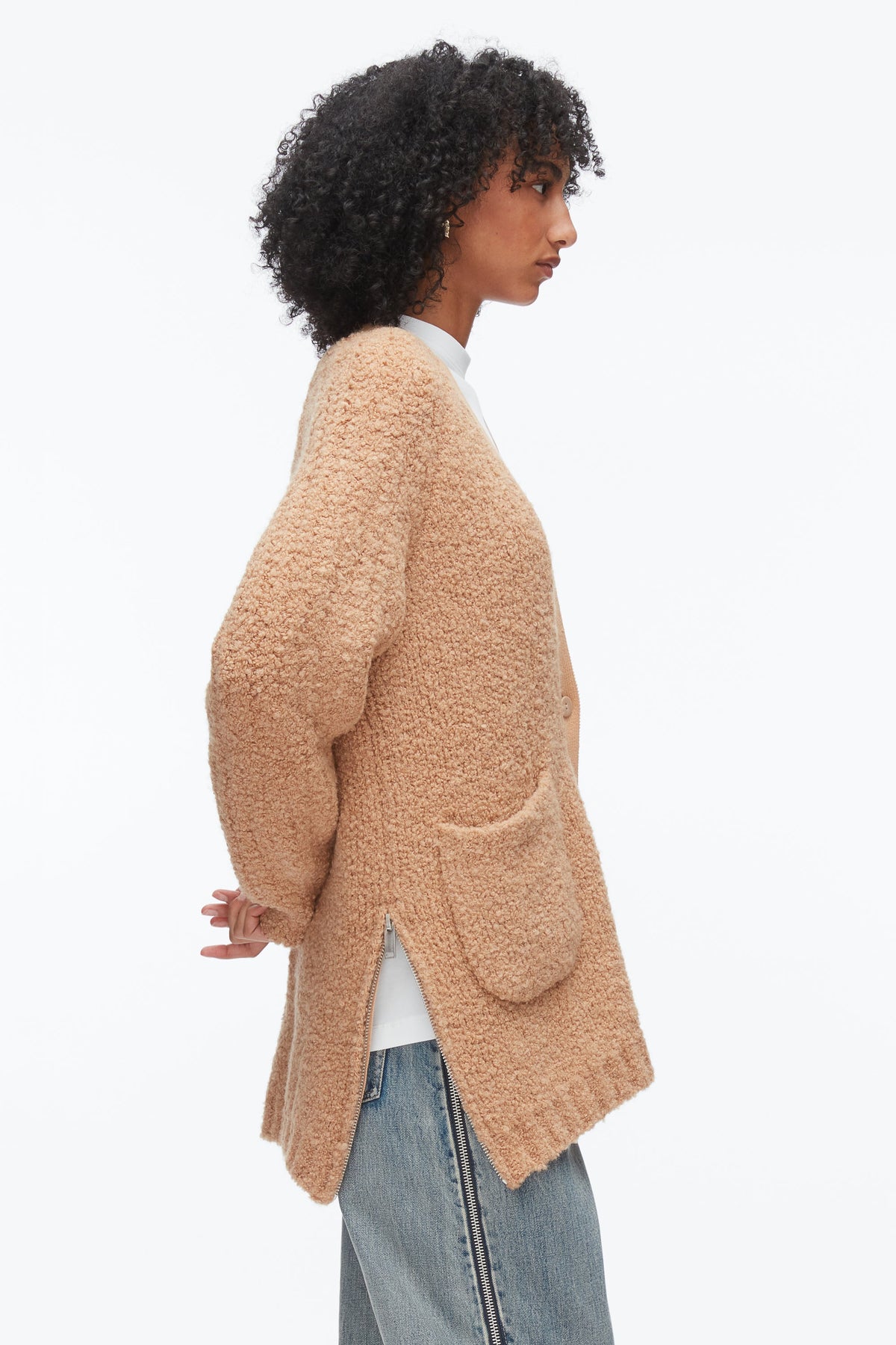 Boucle Cardigan Coat Fawn