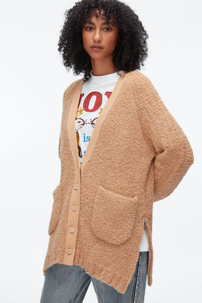 Boucle Cardigan Coat Fawn