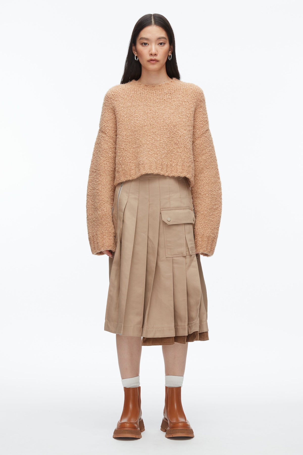 Boucle Zipper Crewneck Fawn