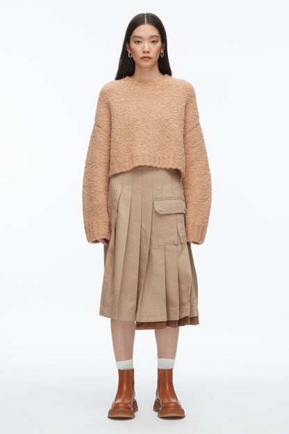 Boucle Zipper Crewneck Fawn