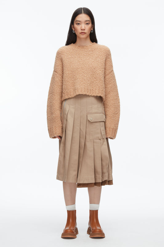 Boucle Zipper Crewneck Fawn