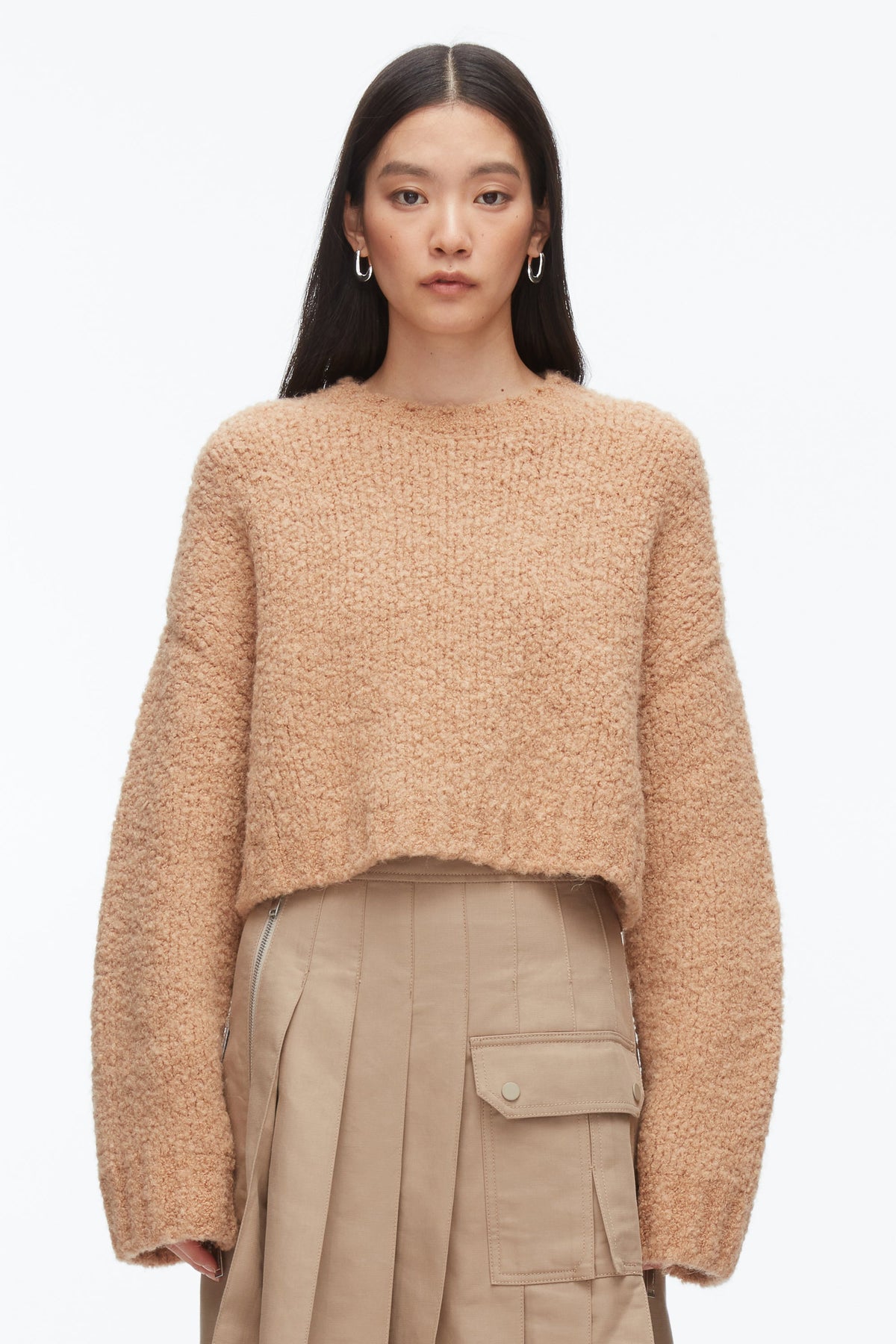 Boucle Zipper Crewneck Fawn