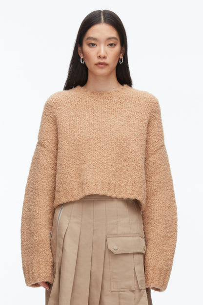 Boucle Zipper Crewneck Fawn