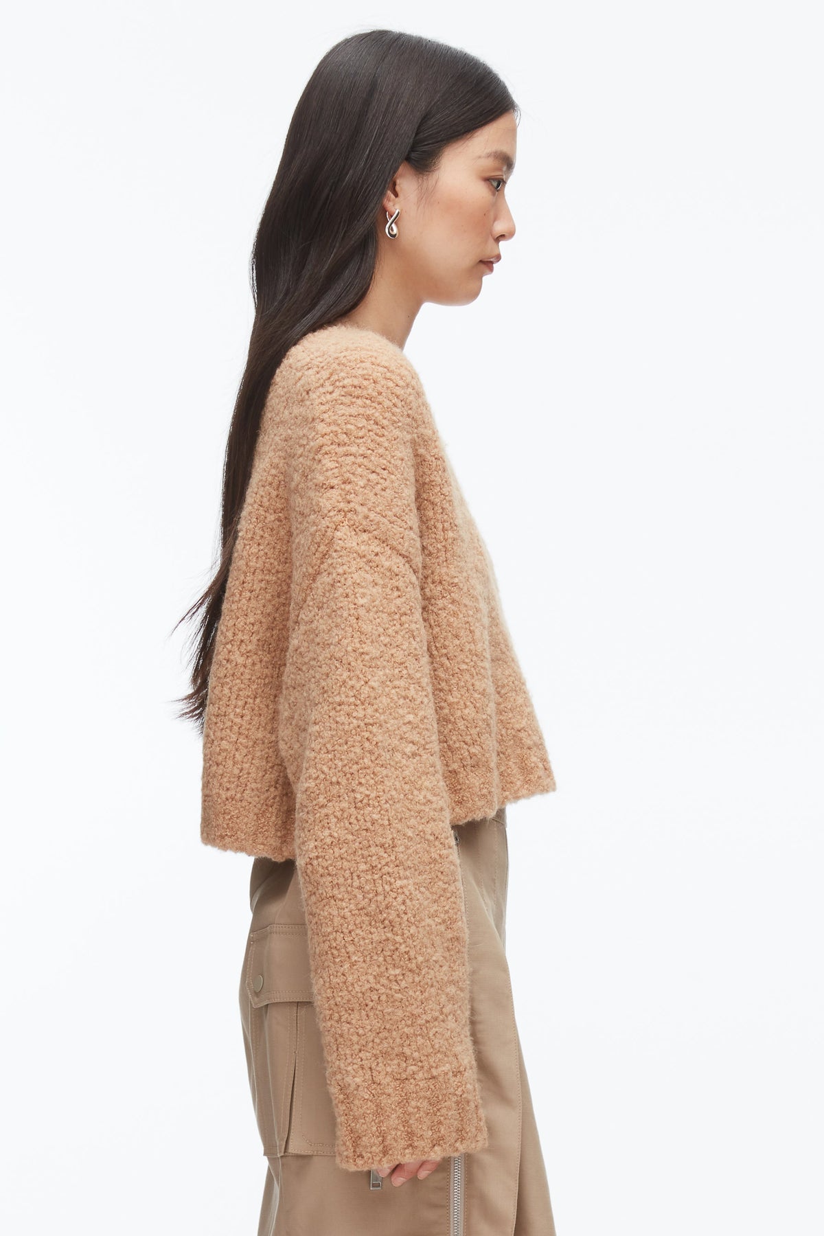 Boucle Zipper Crewneck Fawn