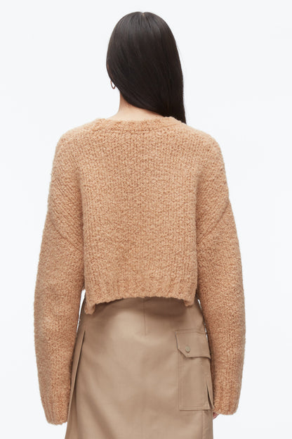 Boucle Zipper Crewneck Fawn