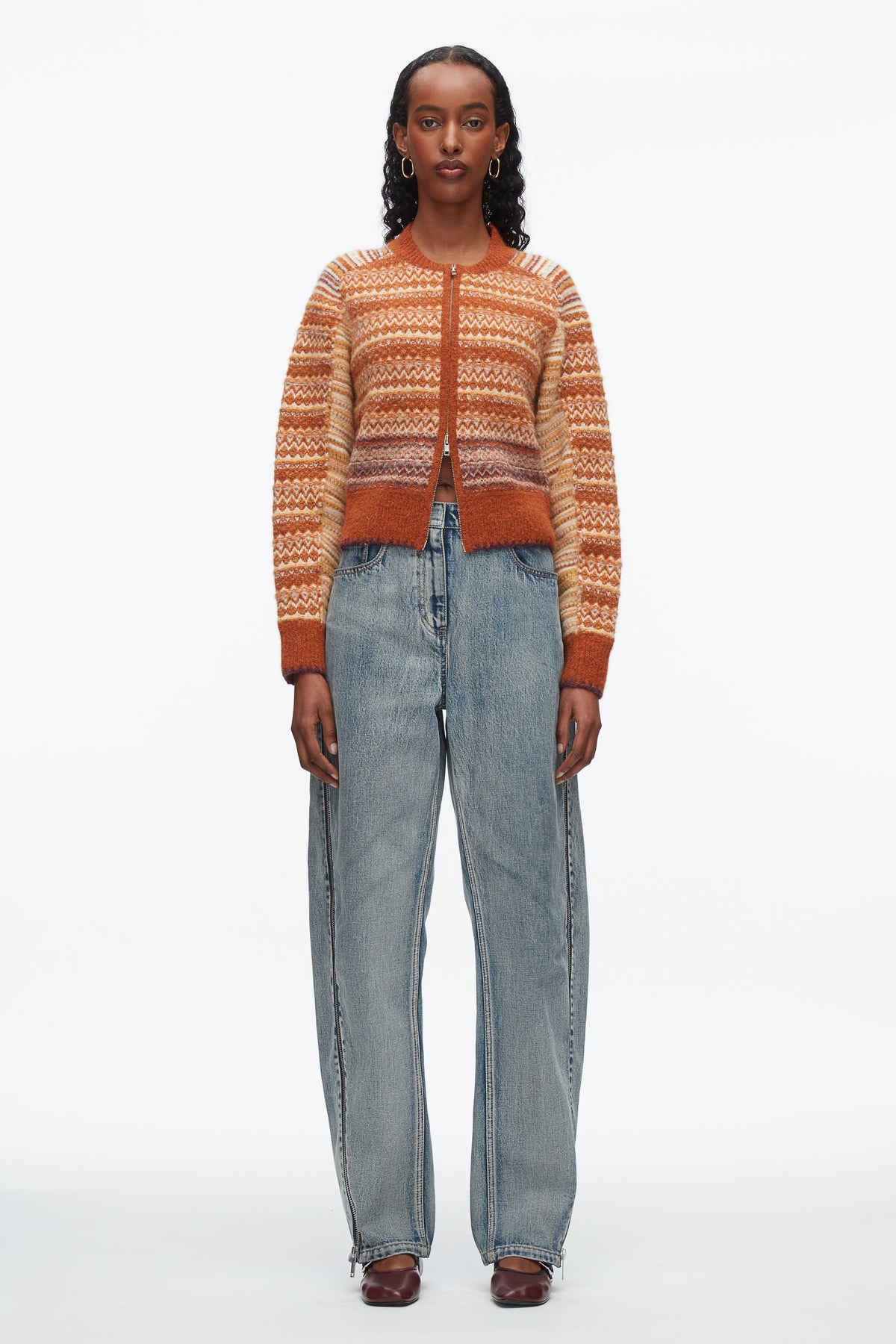 Fair Isle Zip Cardigan Sunset Multi