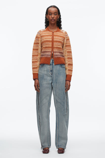 Fair Isle Zip Cardigan Sunset Multi
