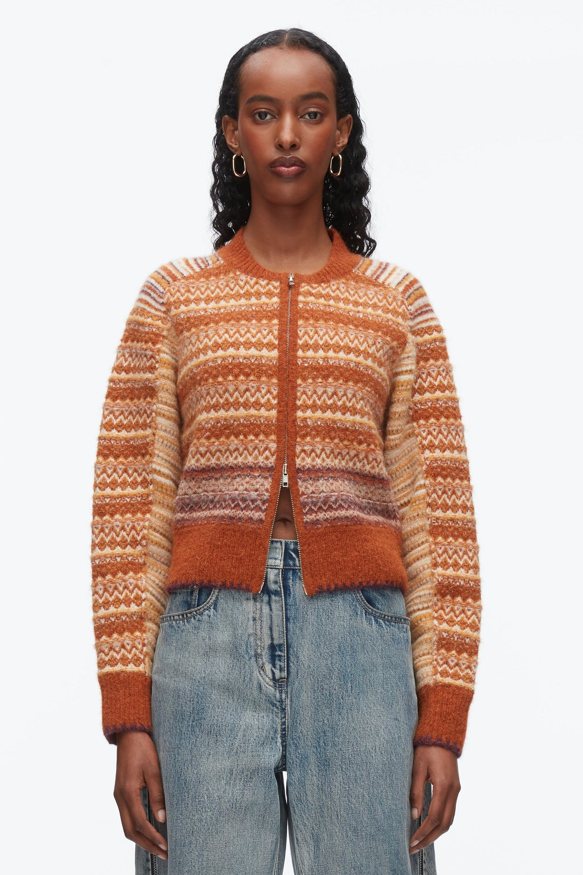 Fair Isle Zip Cardigan Sunset Multi