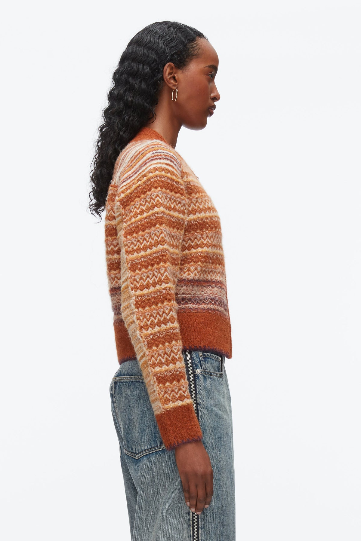 Fair Isle Zip Cardigan Sunset Multi