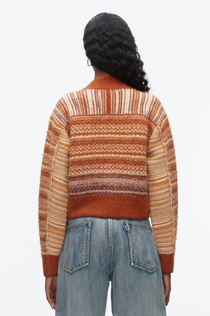 Fair Isle Zip Cardigan Sunset Multi