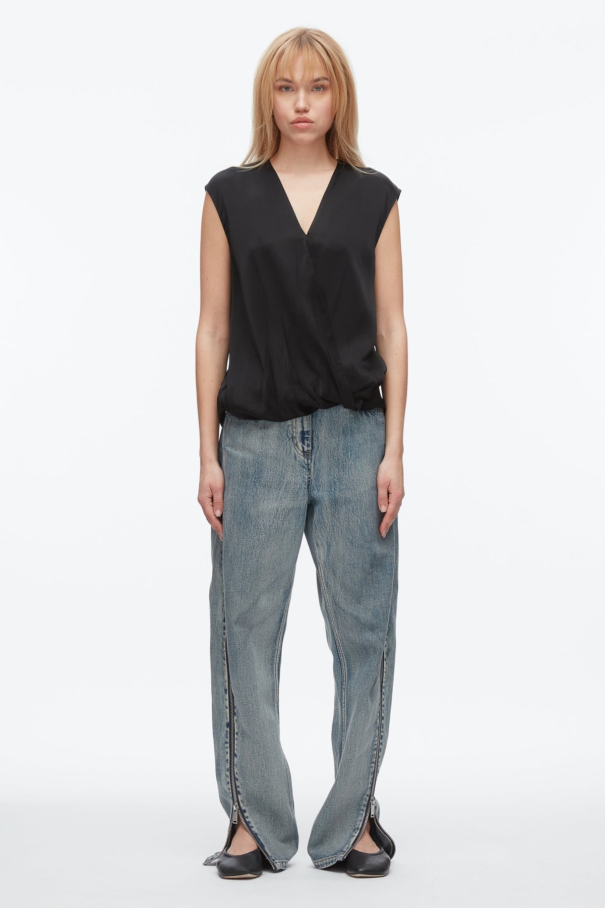 Soft Drape Sleeveless Blouse Black