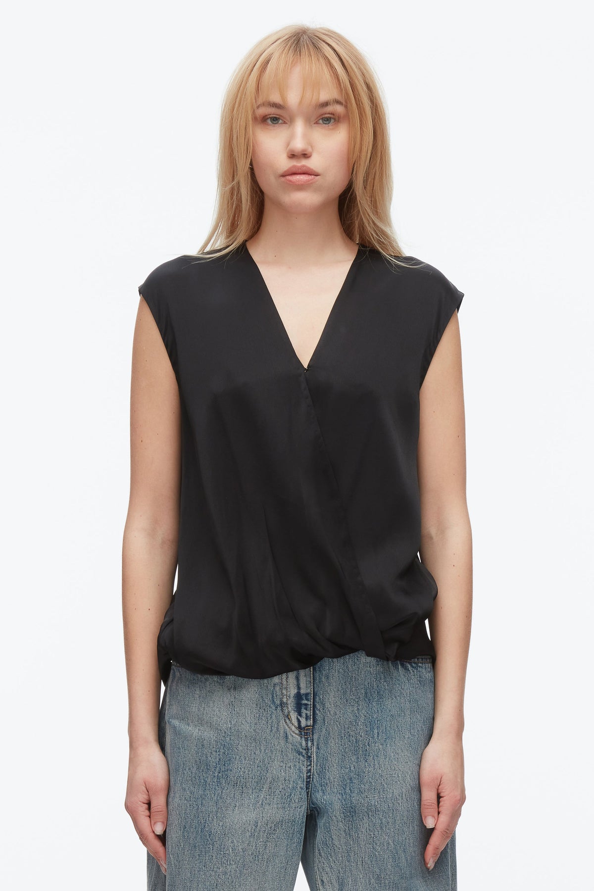 Soft Drape Sleeveless Blouse Black