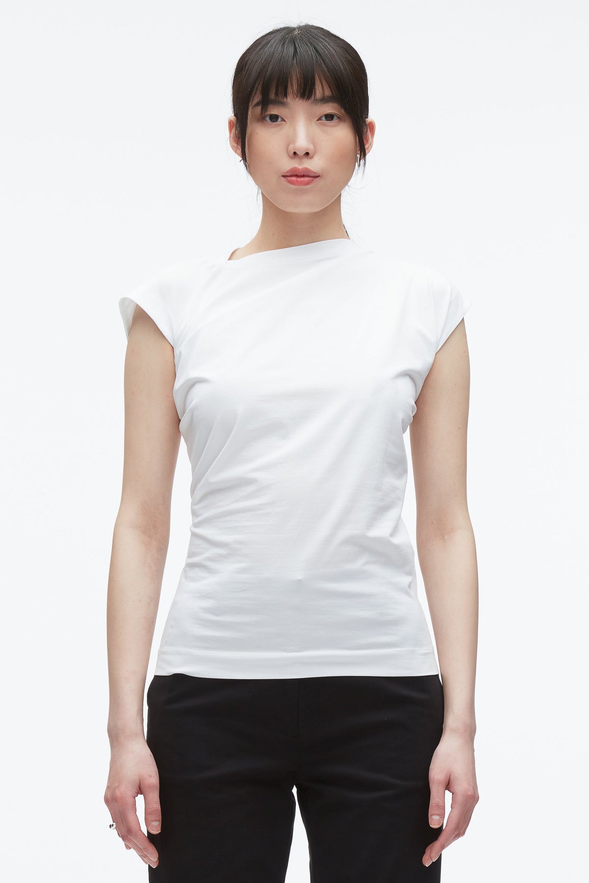 Draped Asymmetric T-Shirt White