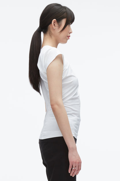 Draped Asymmetric T-Shirt White