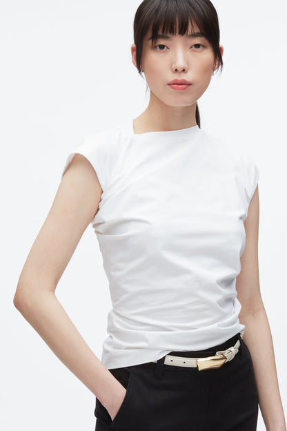 Draped Asymmetric T-Shirt White