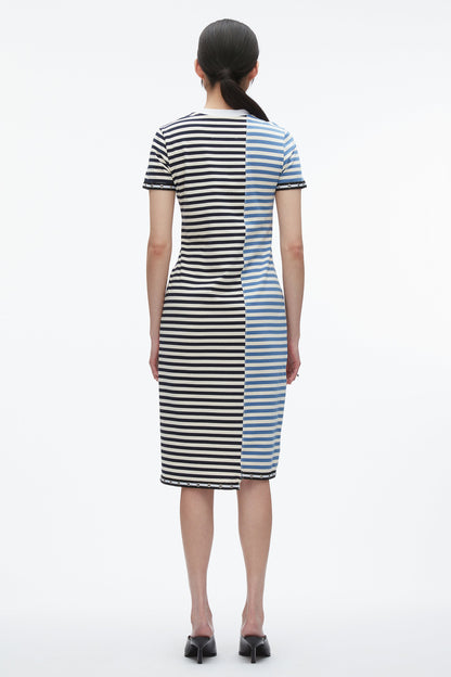 Patchwork Stripe T-shirt Dress Midnight Multi