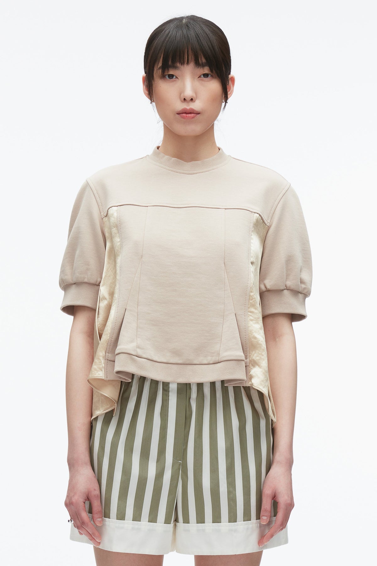Satin Flounce Combo Terry Top Concrete